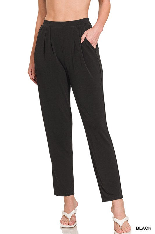 PLEATED WAIST PANTS WITH POCKETS