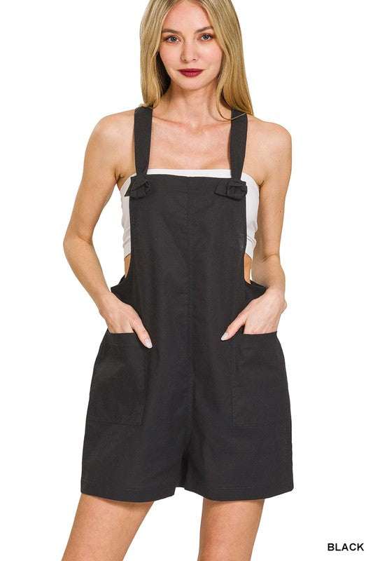 Knot Strap Shorts Romper