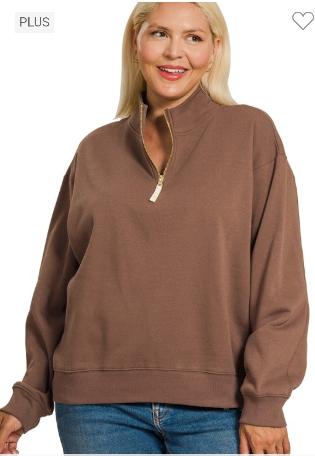 Plus size half zip sweatshirt