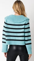 V-Neck Color Block Stripe Pullover Sweater