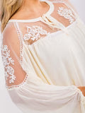 PLUS SIZE LONG SLEEVE LACE DETAILED TUNIC BLOUSE
