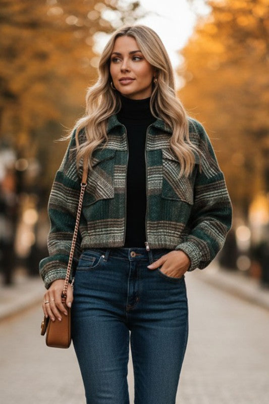 Fall Vibes Plaid Print Jacket