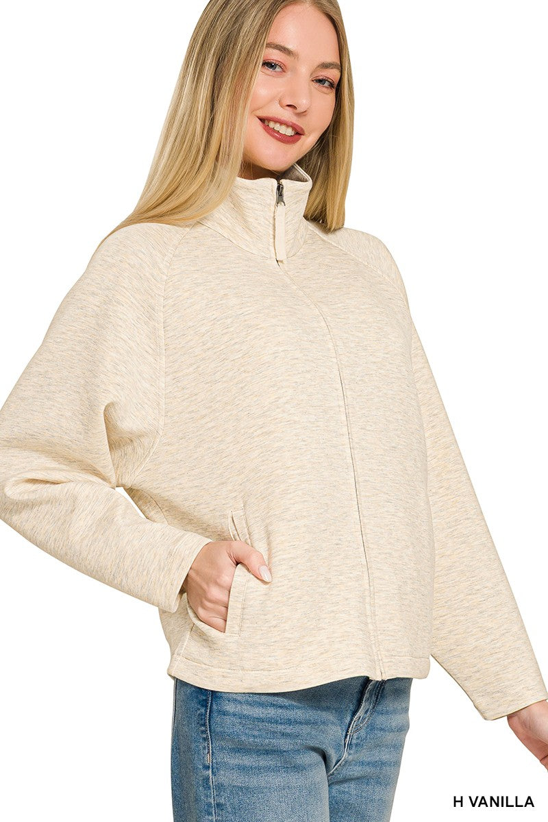 Premium Scuba Full Zip Jacket- Vanilla