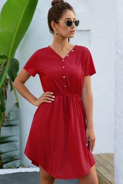 Tie Waist Jersey Dress