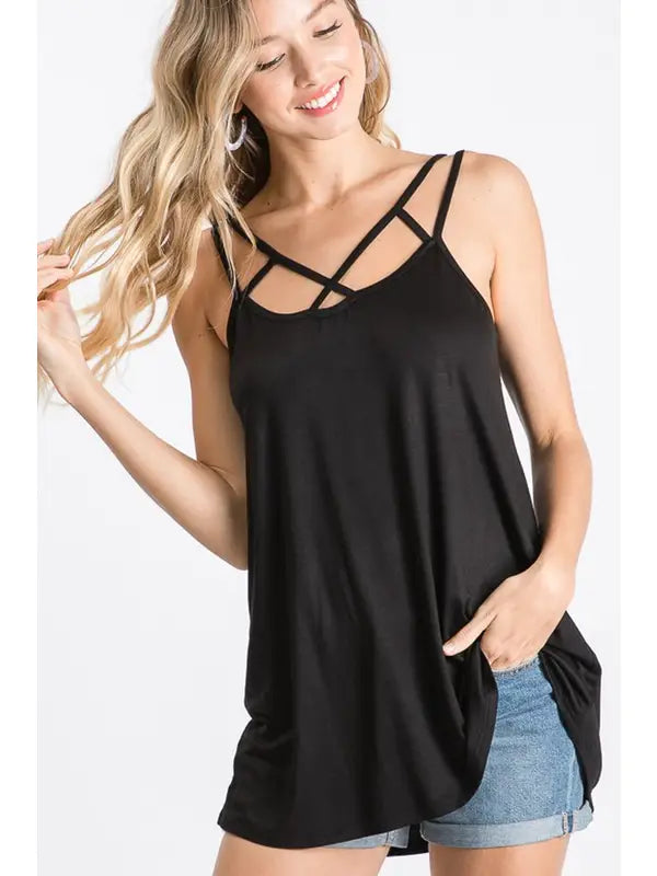 Crisscross Neck Solid Top