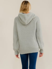 Long Sleeve Hooded Knit Pullover Sweater