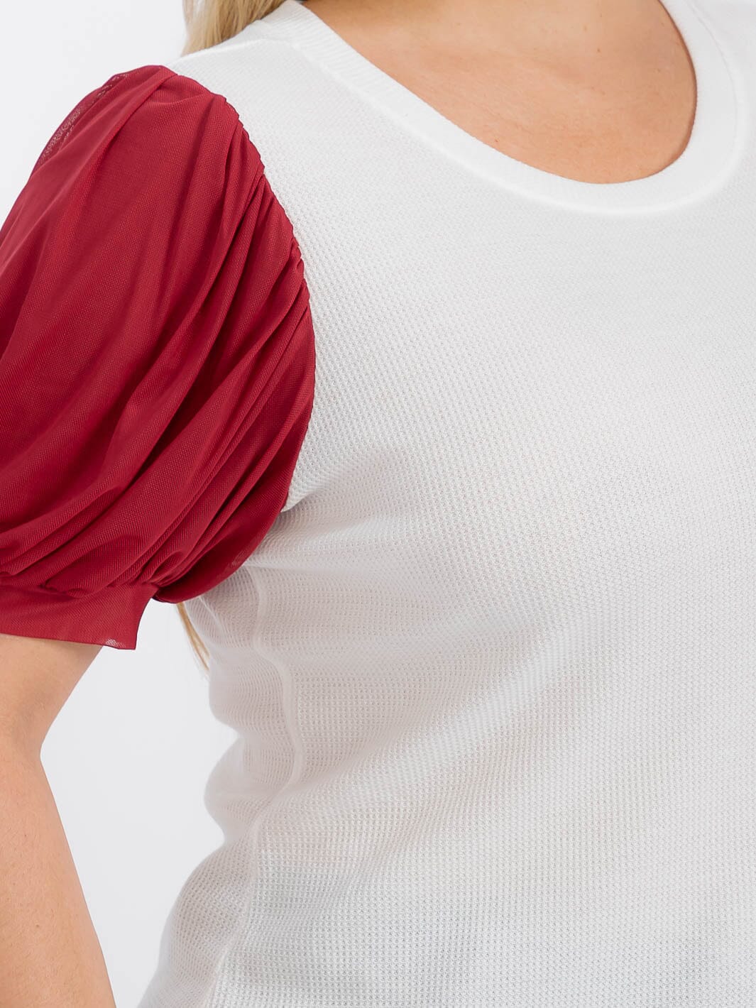 PLUS SIZE SHORT SLEEVE COLORBLOCK CONTRAST BLOUSE