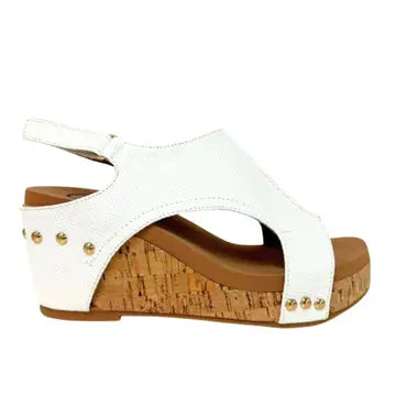 White Hannah Peep Toe Cork Women Platform Sandal Velcro Slingback