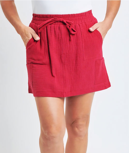 Missy Cotton Gauze Cargo Skort