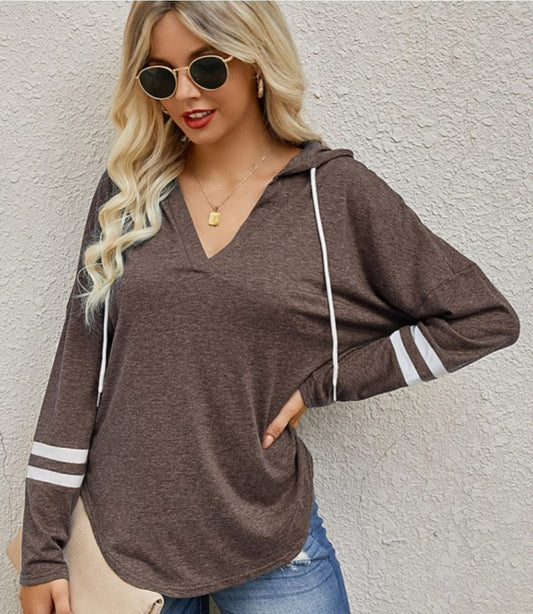 Drawstring color block hoodie