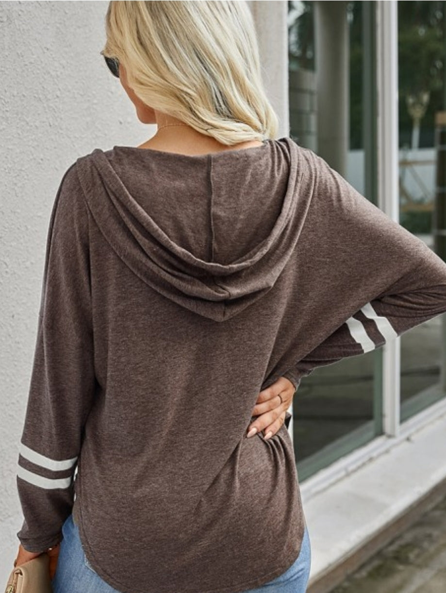 Drawstring color block hoodie green