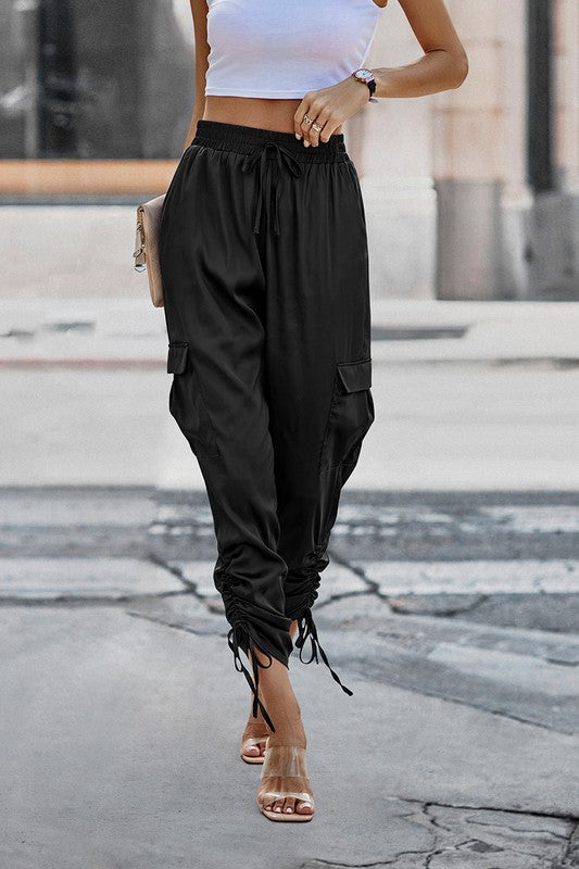 Drawstring Hem Stacked Pant