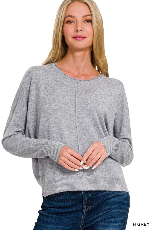 Viscose Front Seam Round-neck Sweater