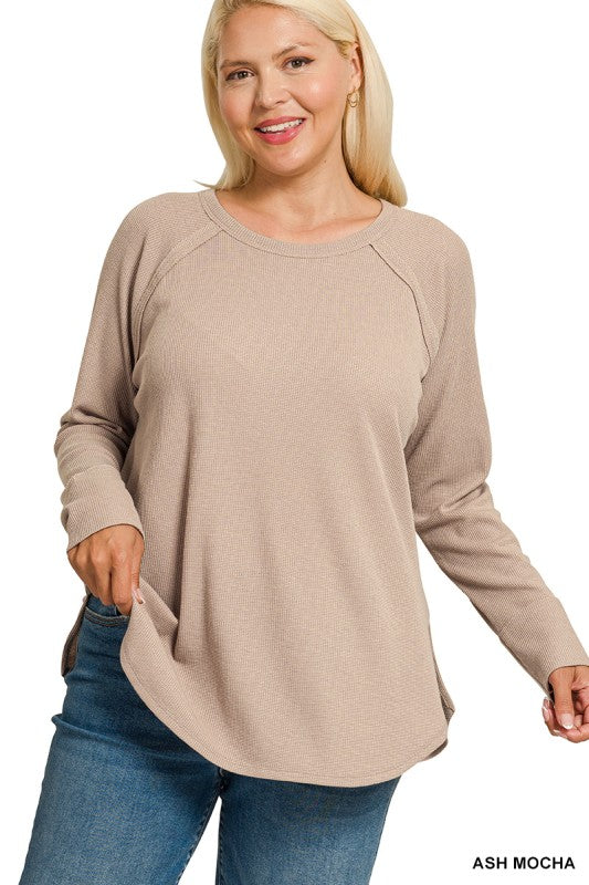 Plus Baby Waffle Long Sleeve Top