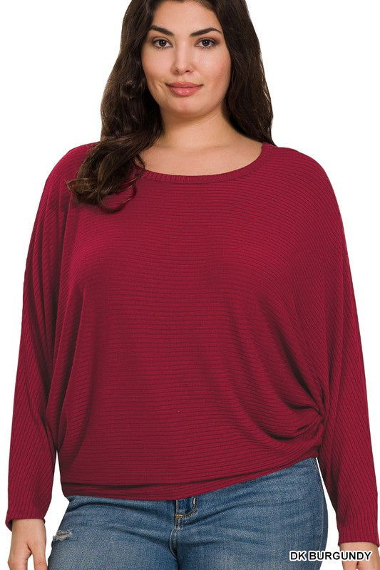 Plus Ribbed Boat Neck Sweater