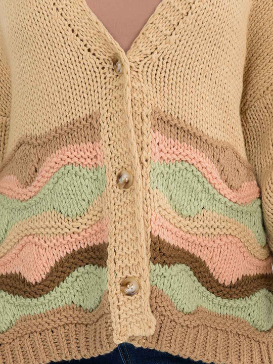 Multi Color Button Up Knit Sweater
