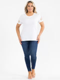 PLUS SIZE SHORT SLEEVE FLOWER EMBROIDERY TOP