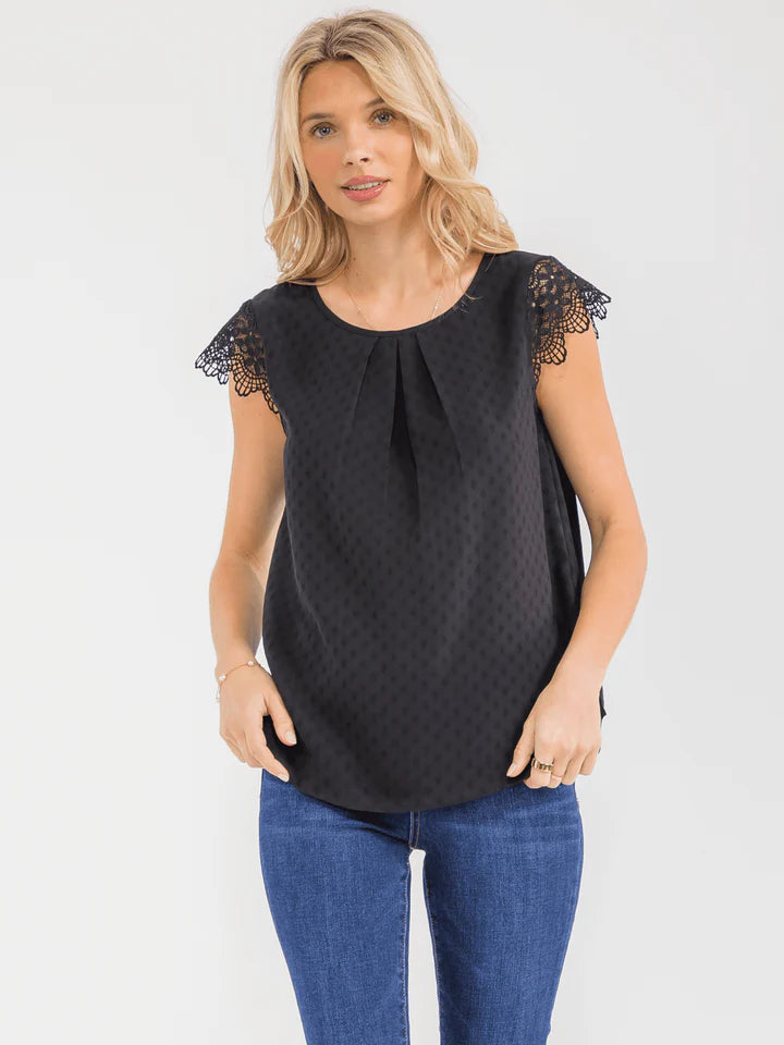 Crochet ruffle sleeve detailed blouse