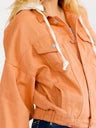 Women's Long Sleeve Button Up Pockets Removable Hoodie Denim Jacket