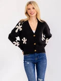Floral Button Closure Sweater