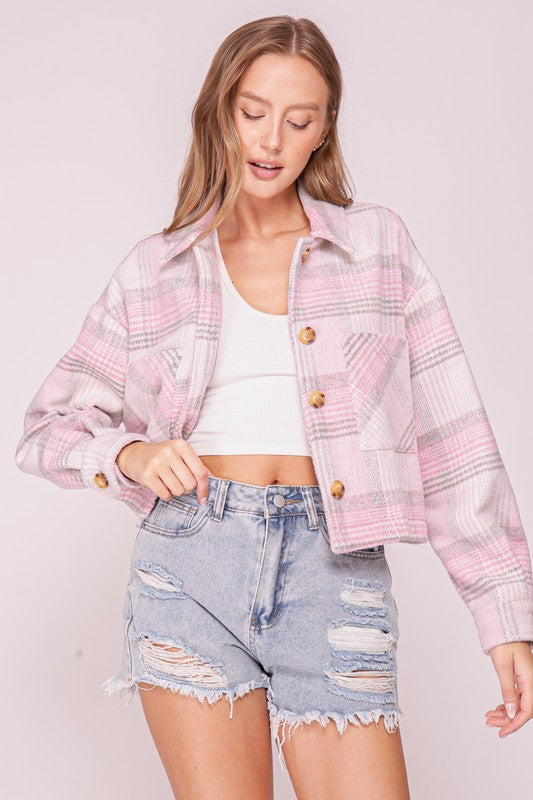 Plaid Print Button Down Jacket