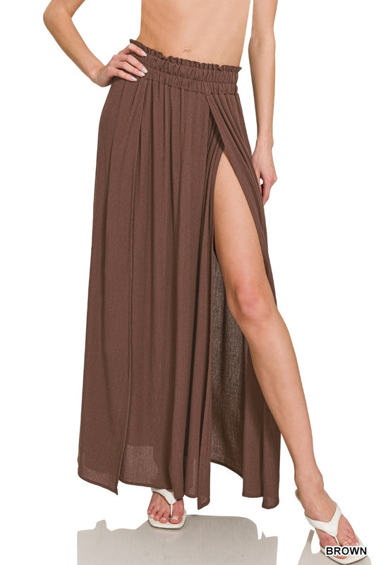 Woven Crinkle Gauze Long Skirts