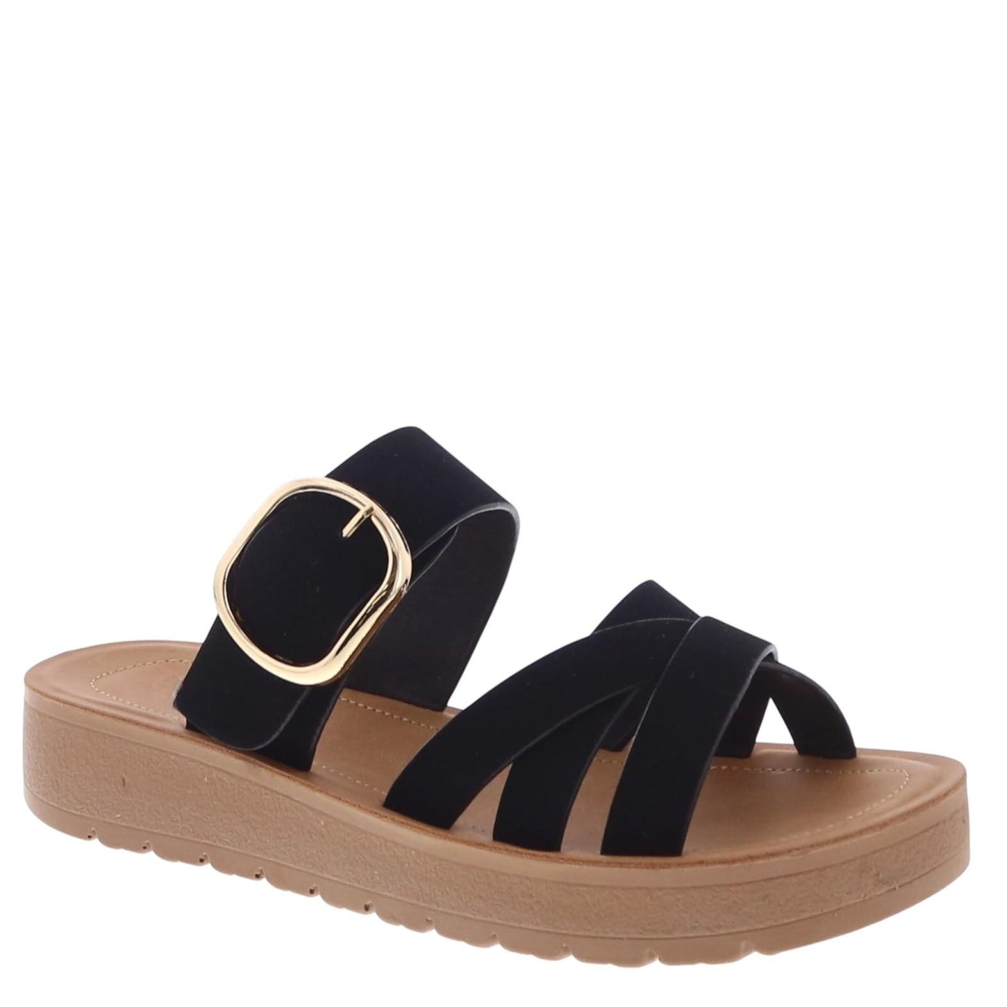 Black Platform Slide Sandals