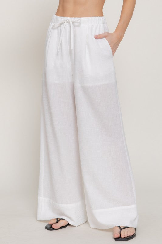 Wasitband Linen Effect Palazoo Pants