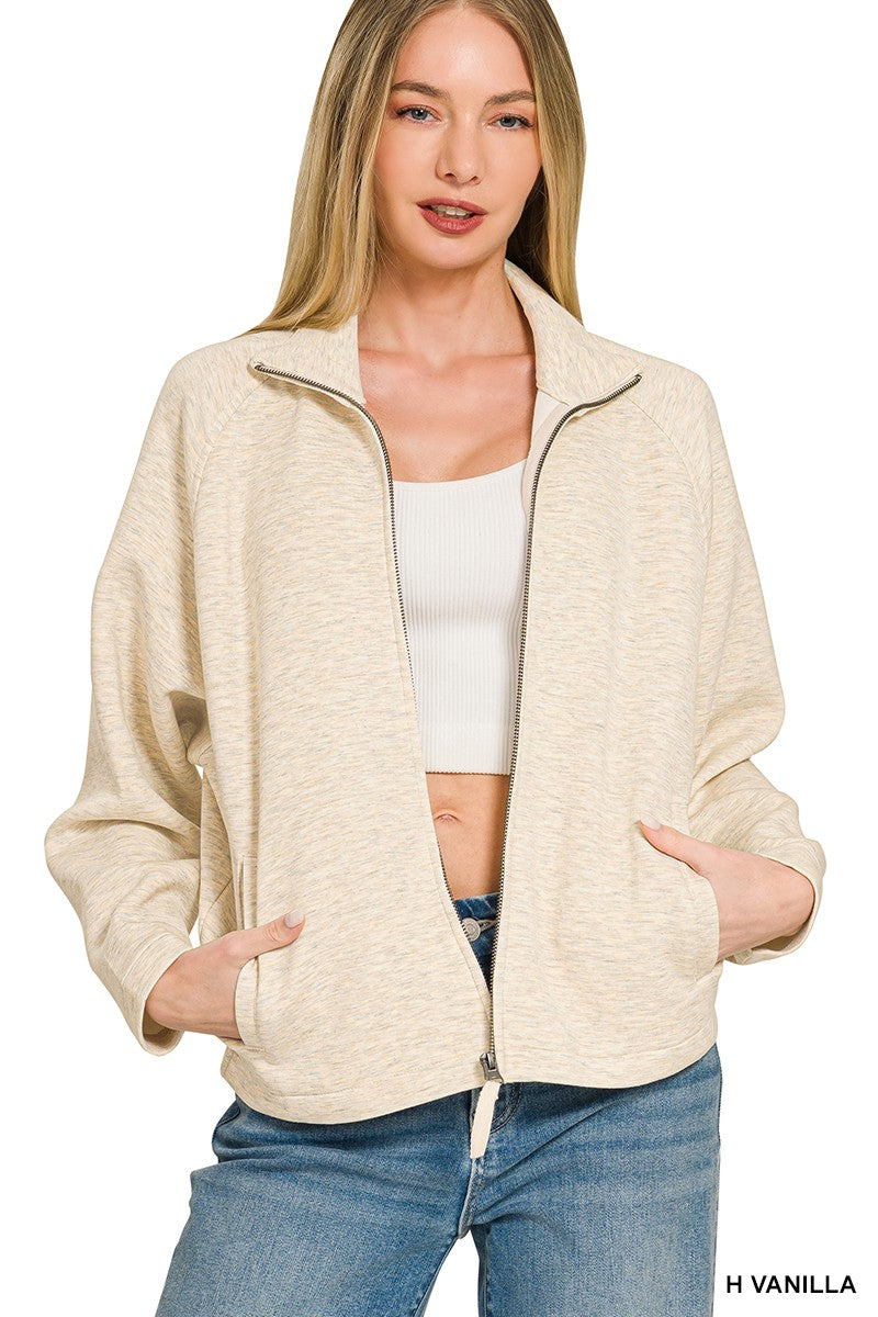 Premium Scuba Full Zip Jacket- Vanilla