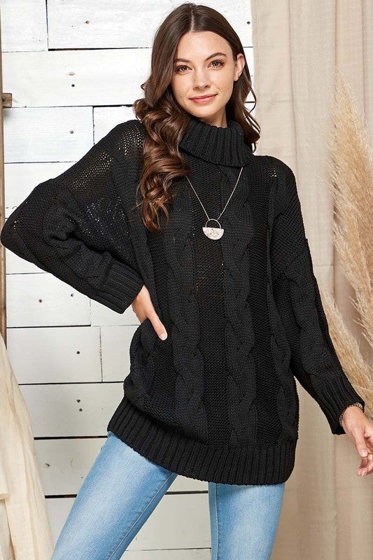 PLUS OVERSIZED TURTLE NECK PULLOVER SWEATER