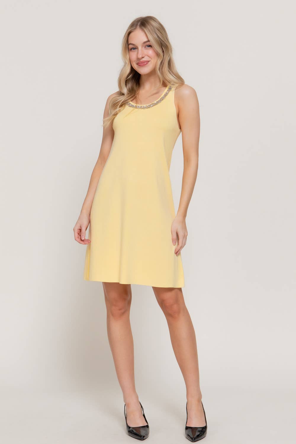 Sleeveless Embellished Scoop Neck Mini Dress
