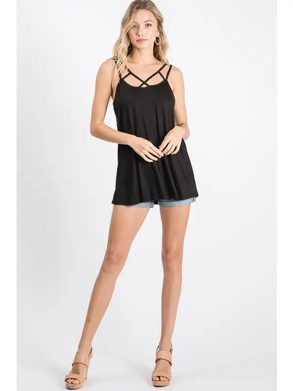 Crisscross Neck Solid Top