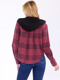 Women's Hooded Plaid Shirt