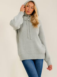 Long Sleeve Hooded Knit Pullover Sweater