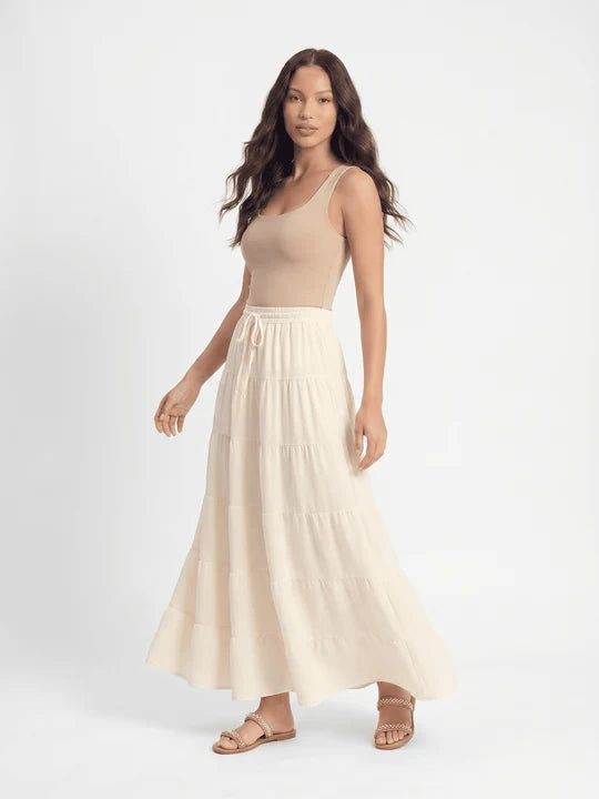 Self Tie Tiered Maxi Skirt