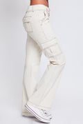 Low Rise Cargo Flare with Contrast Stitch