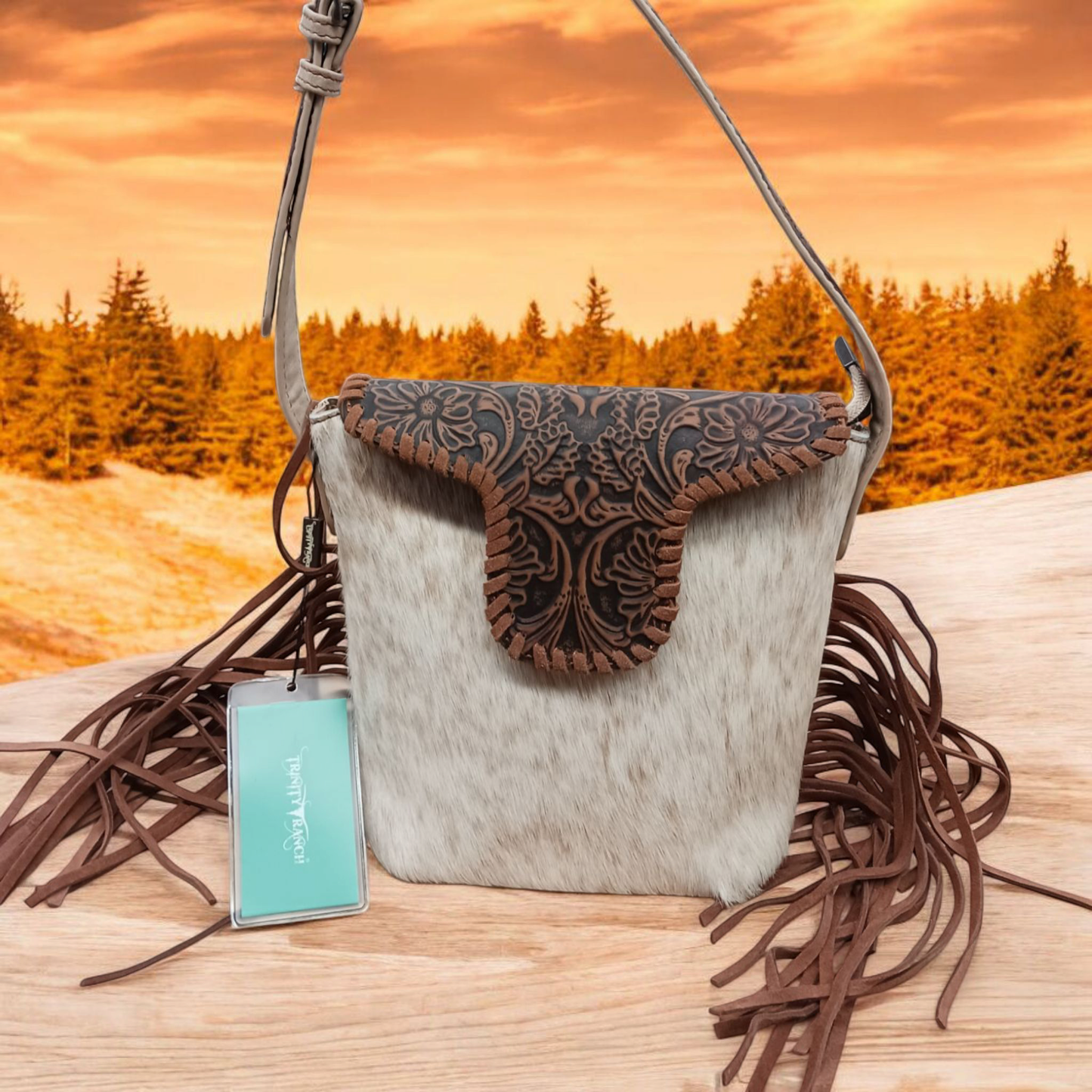 Montana west cowhide Fringe shoulder bag