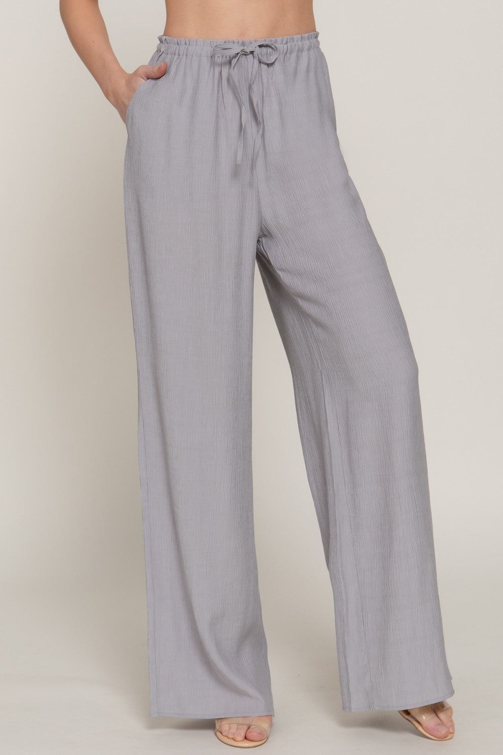 Elastic Waistband Flowy Pants