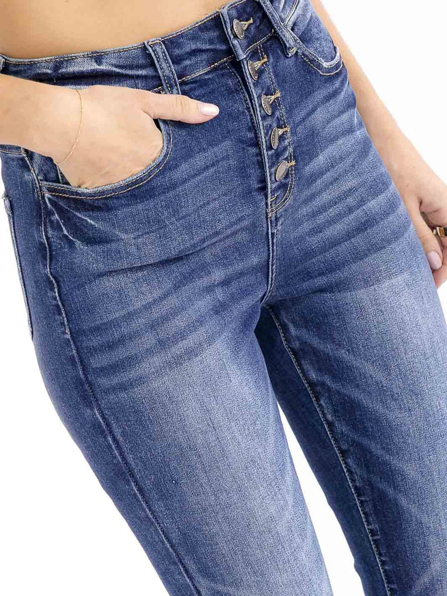BUTTON CLOSURE POCKETS SKINNY KANCAN JEANS