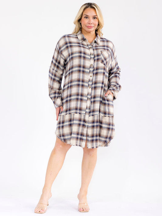 PLUS  PLAID MIDI DRESS